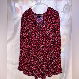 Torrid Black and Pink Heart Print Blouse